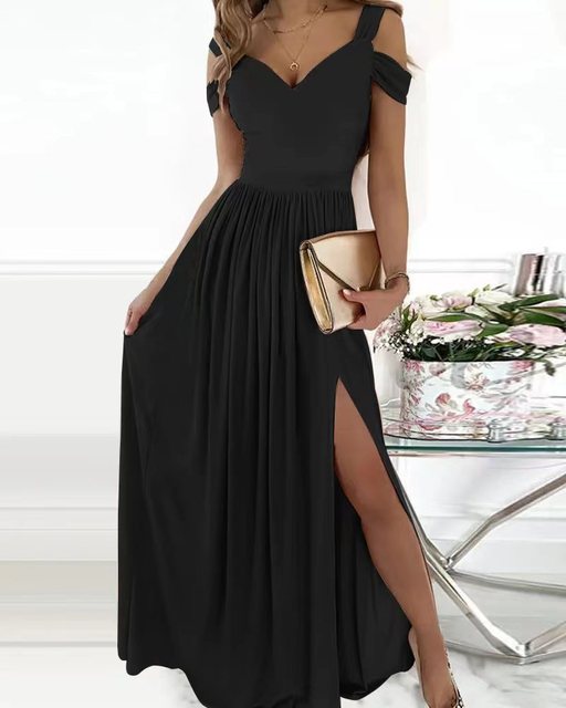 W&W Mode | Elegantes Off-Shoulder Büro Damen Langes Kleid