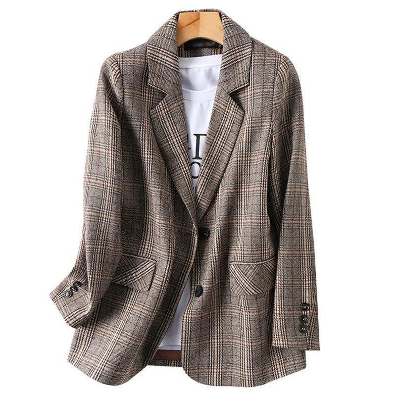 W&W Mode | Büro Damen Kariert Blazer Langarm Lässig Jacke