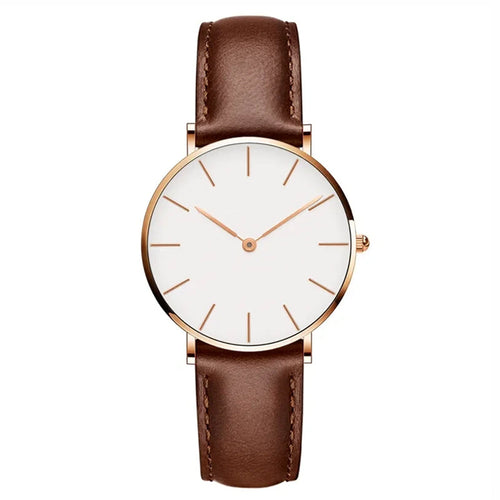 W&W Mode | Runde Zeitlose Minimalistische Uhr Mit Lederband