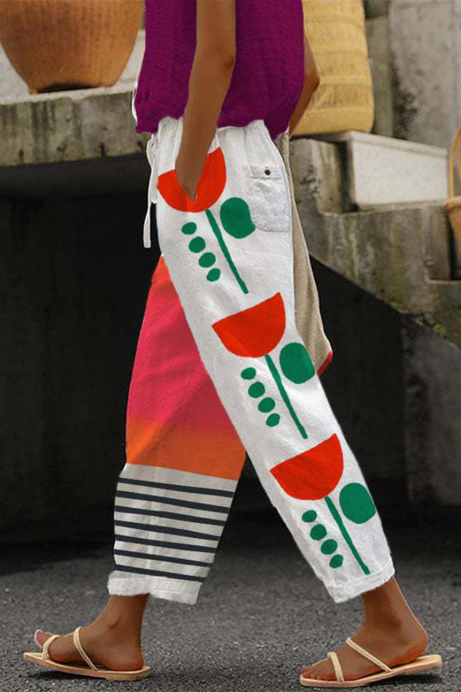 W&W Mode | Casual Unique Printed Button Pocket Pants