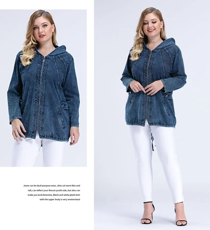 W&W Mode | Oversized Curve Champion Denim Hoodie Pullover