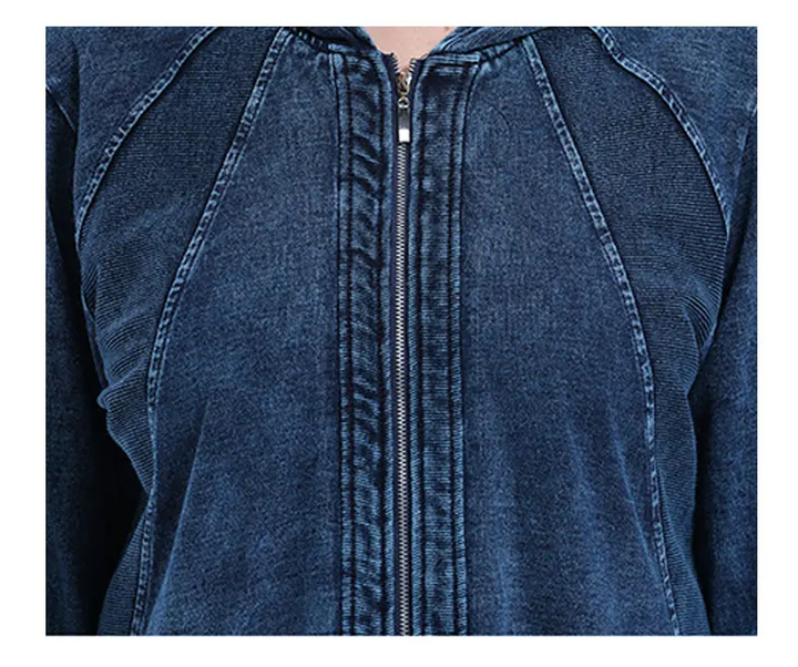 W&W Mode | Oversized Curve Champion Denim Hoodie Pullover