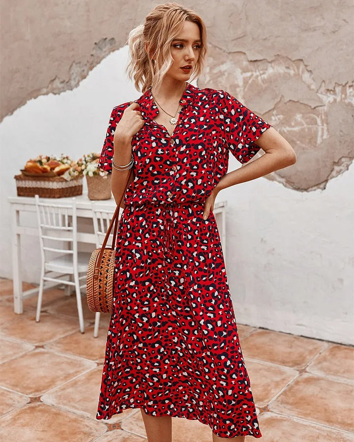 W&W Mode Casual Kleid | Gepunktetes kurzärmeliges Sommerkleid