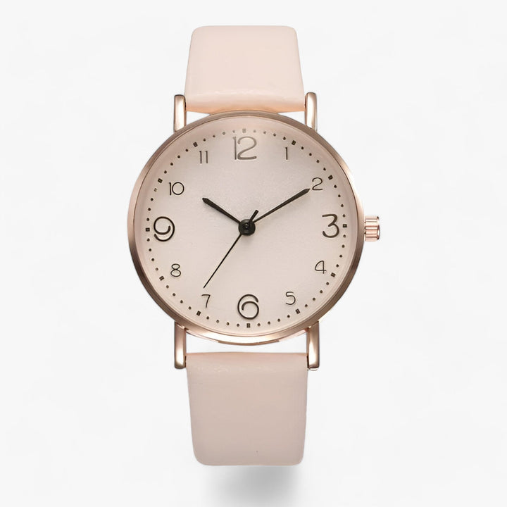 W&W Mode - Klassische Runde Armbanduhr Lederarmband