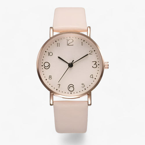 W&W Mode - Klassische Runde Armbanduhr Lederarmband