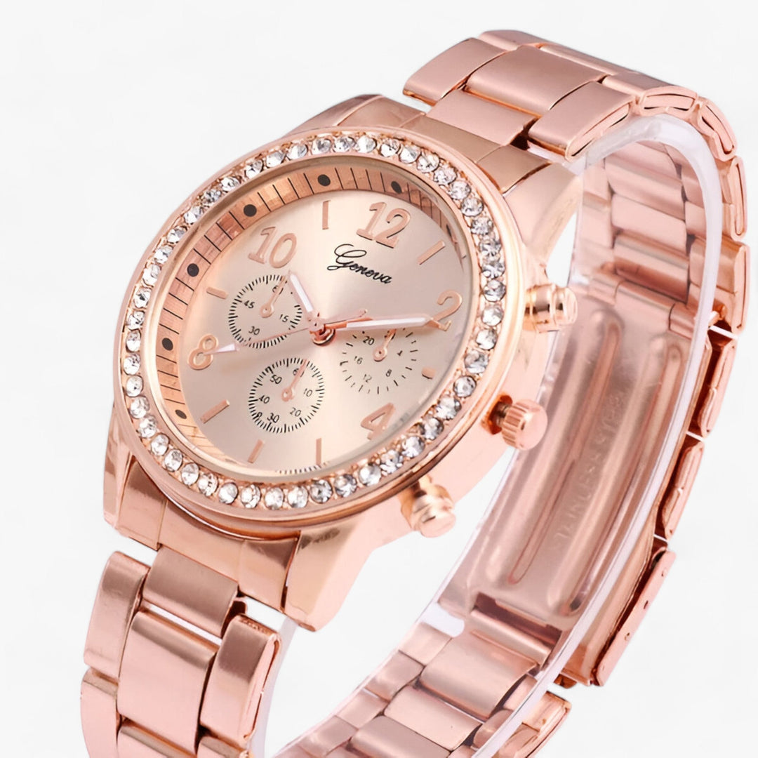 W&W Mode | Rundes Uhr Mit Strasssteinen Für Damen