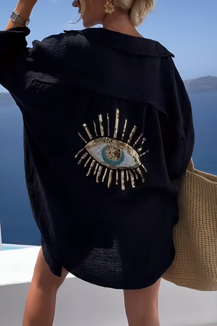 W&W Mode | Evil Eye Perlen-Polo Button Down