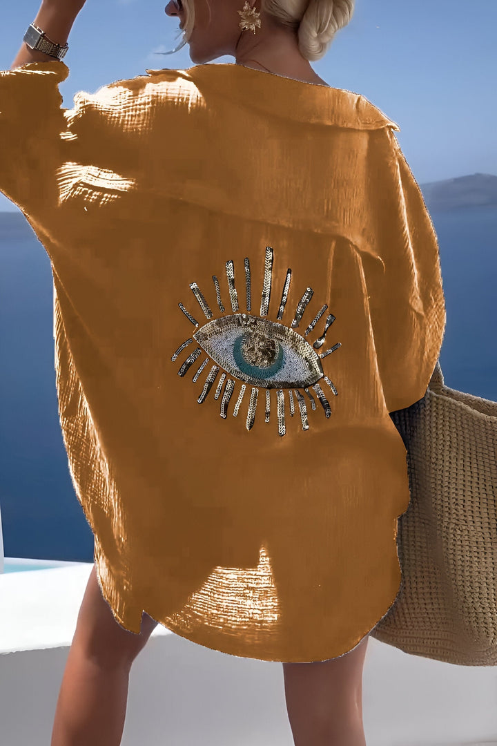 W&W Mode | Evil Eye Perlen-Polo Button Down