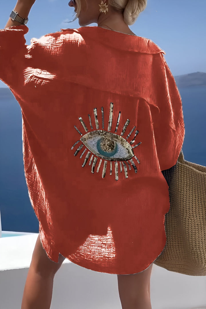 W&W Mode | Evil Eye Perlen-Polo Button Down