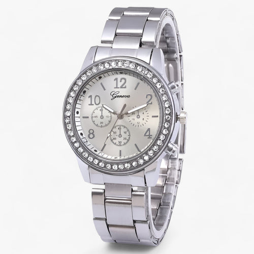 W&W Mode | Rundes Uhr Mit Strasssteinen Für Damen