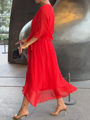 W&W Mode | Chiffonkleid Mit V-ausschnitt, Elegant Und Stilvoll