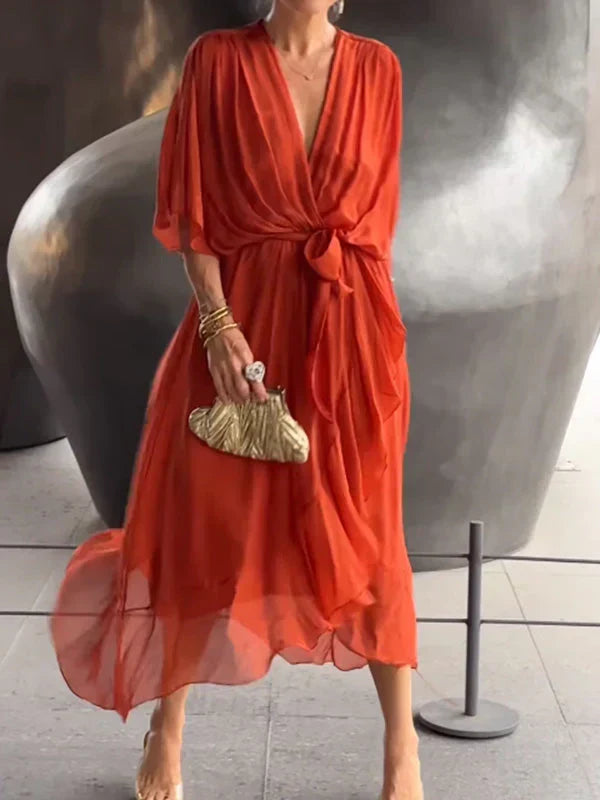 W&W Mode | Chiffonkleid Mit V-ausschnitt, Elegant Und Stilvoll
