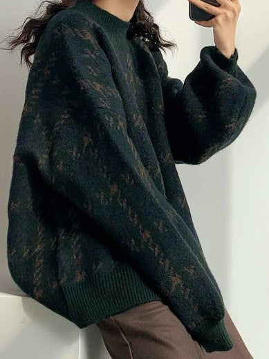W&W Mode | Vintage gestrickter Pullover mit Karomuster