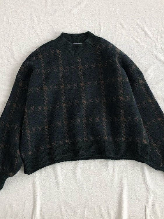 W&W Mode | Vintage gestrickter Pullover mit Karomuster