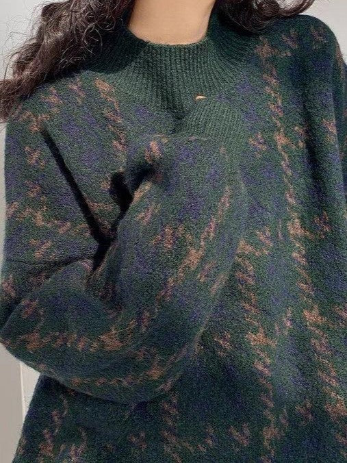 W&W Mode | Vintage gestrickter Pullover mit Karomuster