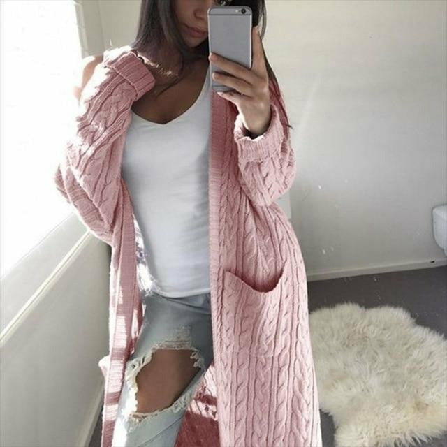 W&W Mode | Lässige Warme Lange Strickjacke