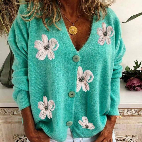 W&W Mode | Lässiger Cardigan Mit Blumenstickerei