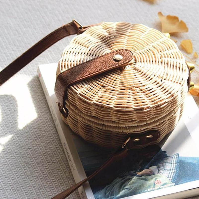 W&W Mode | Handgewebte Rattan Bambus Seitentasche