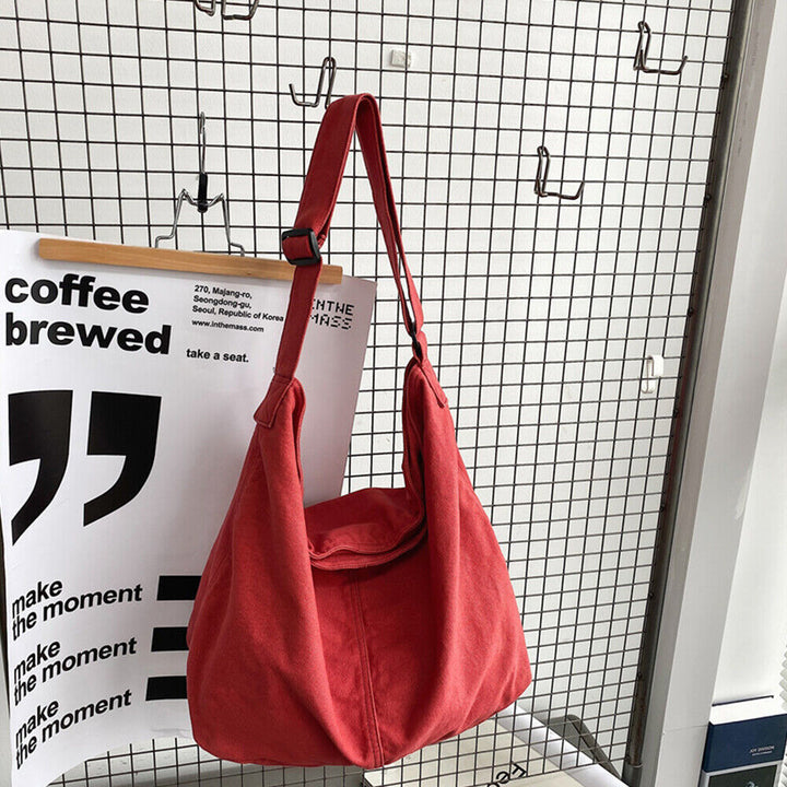 Damen Leinen-Schultertasche mit Platz für Laptop und Alltagsutensilien