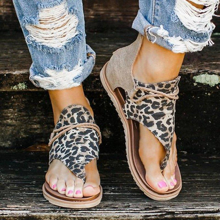 W&W Mode | Sandalen Flache Sohle Bohemia Leopard Schlange Zebra
