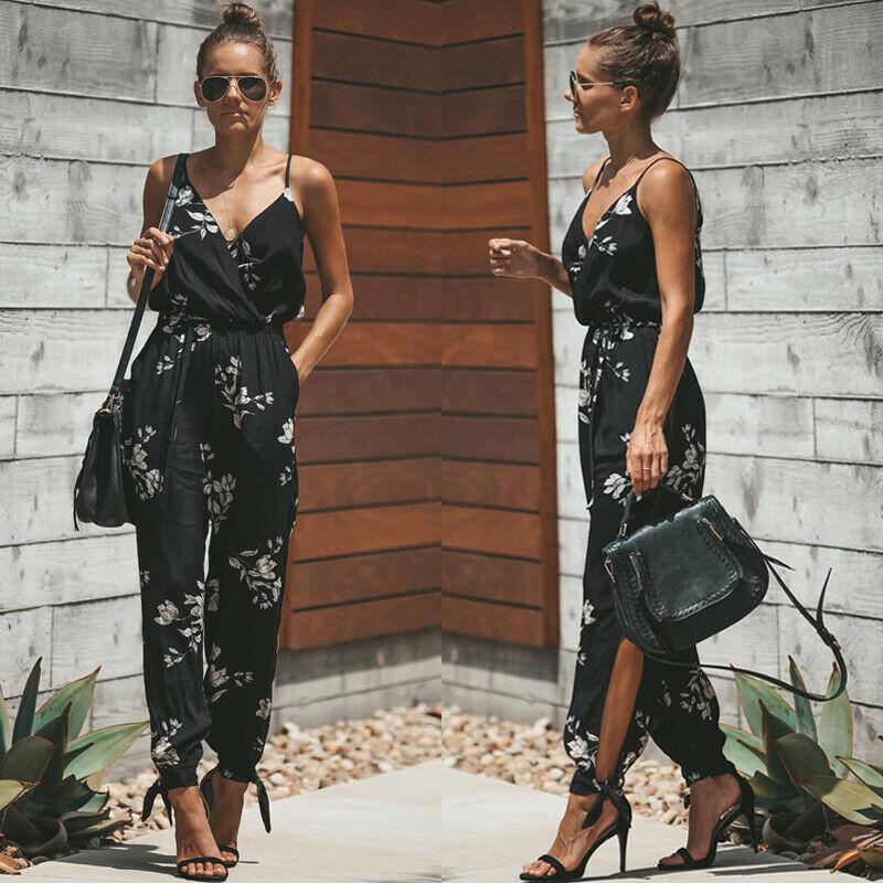 W&W Mode | Ärmelloser V-Ausschnitt Blumenkleid Spaghetti Riemen Locker