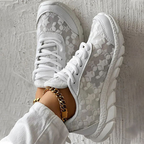 W&W Mode | weiße Damensneaker - weiße bestickte Schuhe