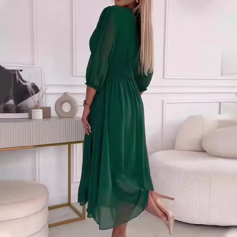 W&W Mode | Damen V-Ausschnitt Leichte Chiffon Kleider