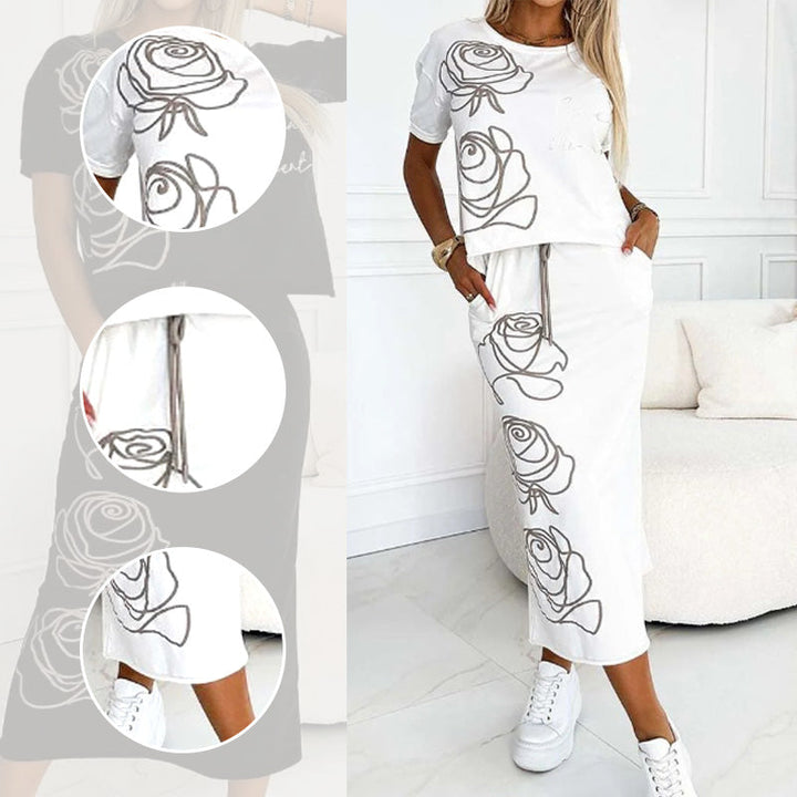 W&W Mode | Elegantes Zweiteiler Satz Mit Blumenmuster Für Damen