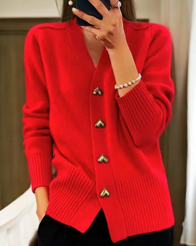 W&W Mode | Eleganter Herzknopf Cardigan