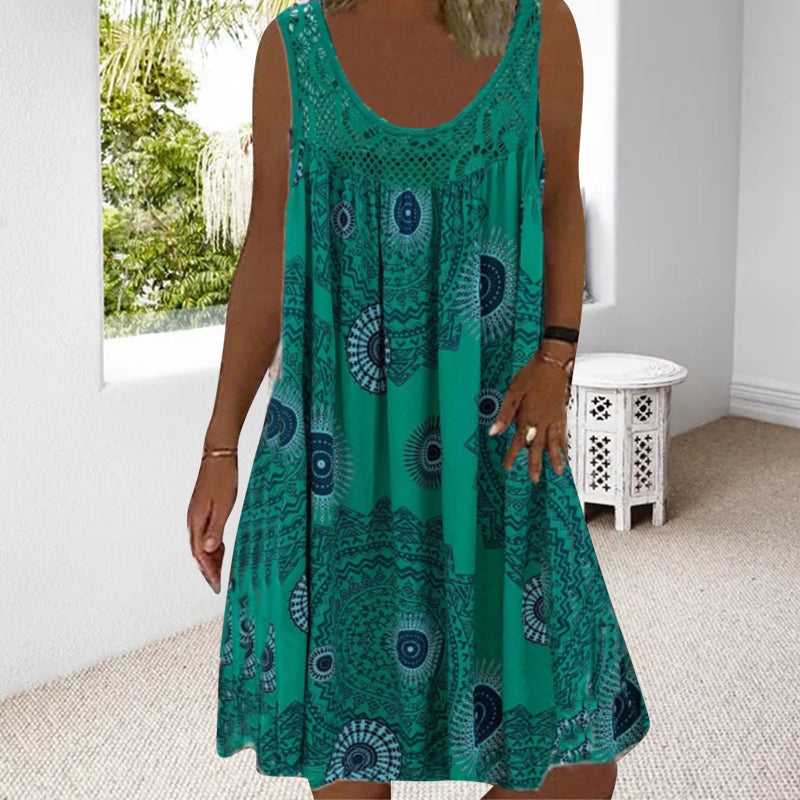 W&W Mode | Luftiges Sommerkleid Mit Print & O-Ausschnitt