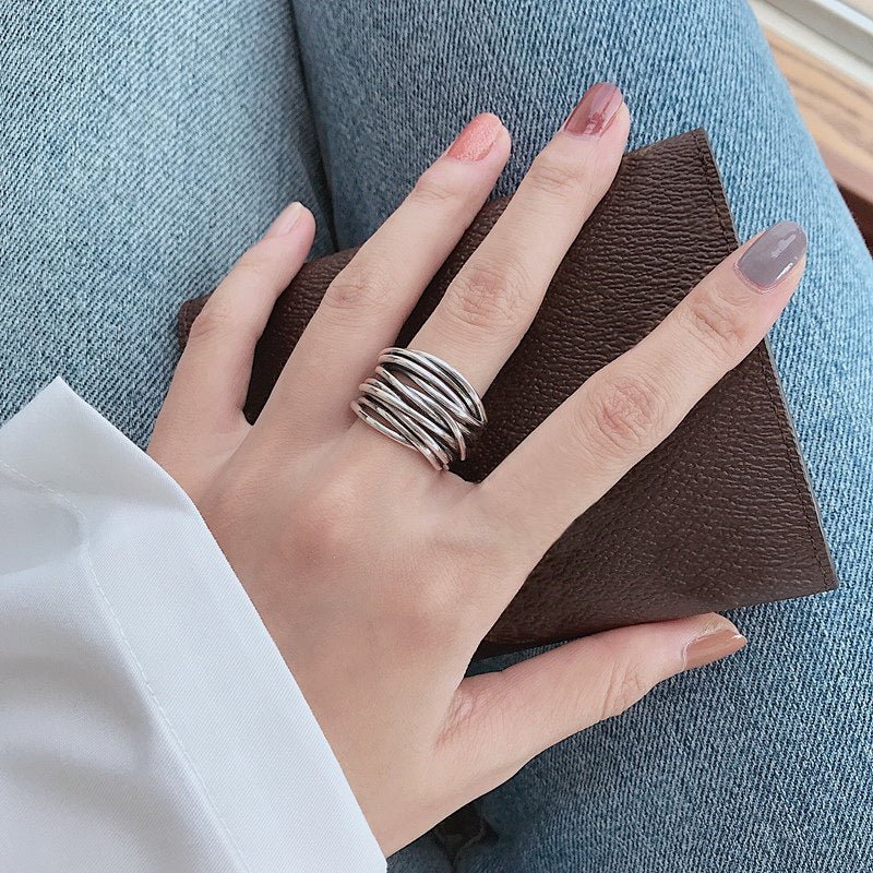 W&W Mode | Silber Verstellbarer Ring in Lagen