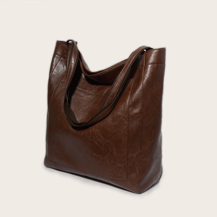 Damen-Schultertasche aus veganem Leder mit großzügigem Stauraum
