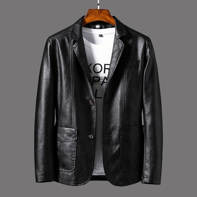 W&W Mode | Stilvolle Leder Herren Blazer Klassischer Schnitt