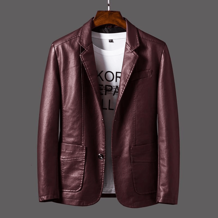 W&W Mode | Stilvolle Leder Herren Blazer Klassischer Schnitt