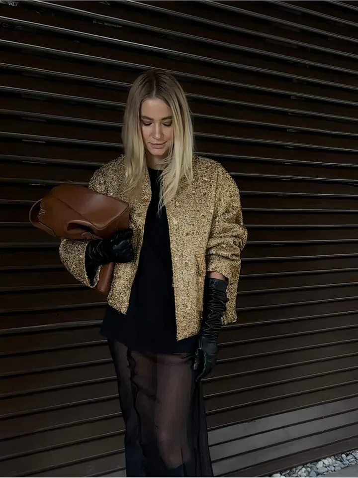 W&W Mode | Goldfarbene Pailletten-Jacke