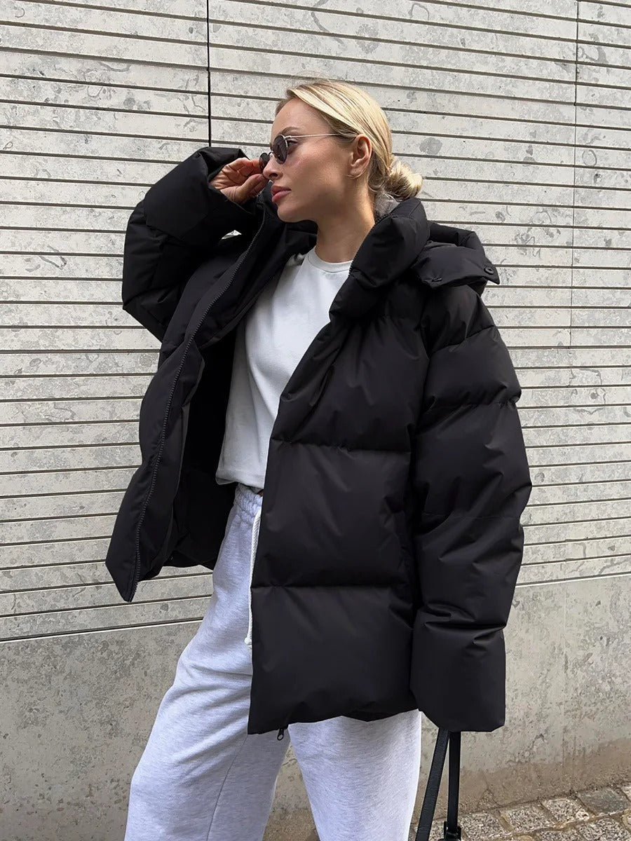 Damen-Kurzjacke mit Kapuze und Wattierung