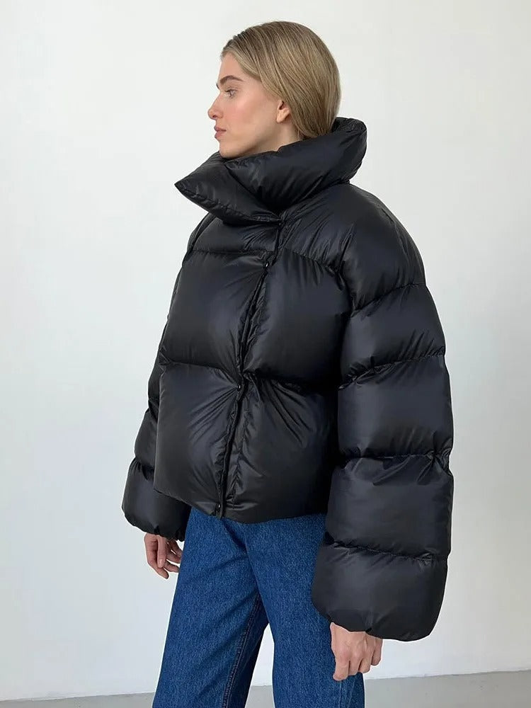 Damen-Kurzjacke mit Kapuze und Wattierung