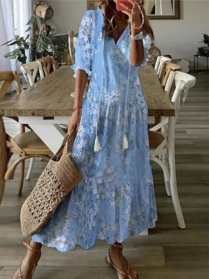 W&W Mode | Boho Blumen Maxi Kleid Für Damen