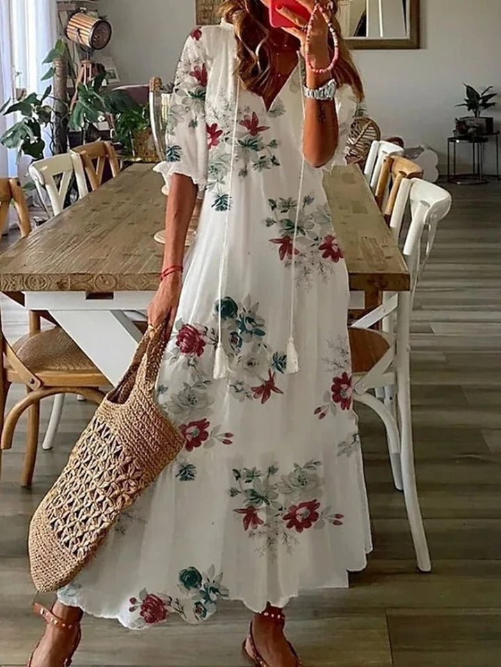 W&W Mode | Boho Blumen Maxi Kleid Für Damen