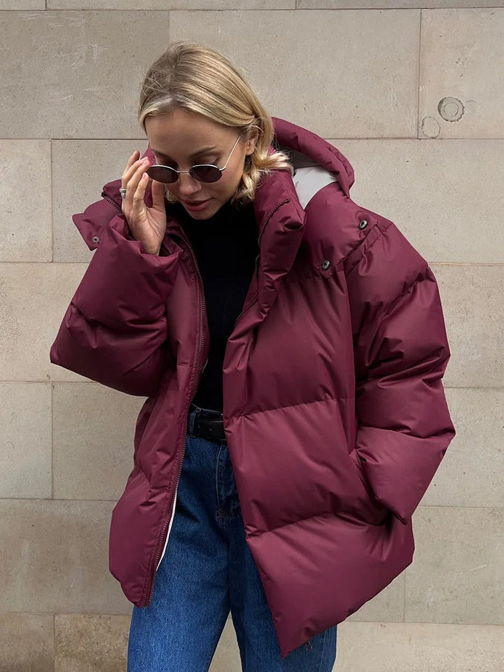 W&W Mode | Modische kurze Damenjacke mit Kapuze und wattierter Baumwollfütterung