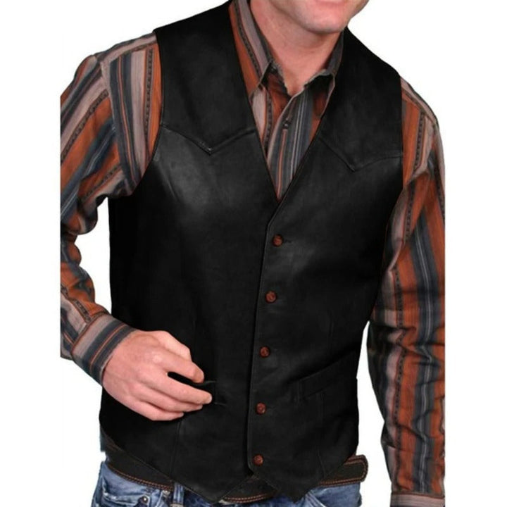 W&W Mode | Gilet Klassisch Western Leder Optik Weinlese Weste Für Männer