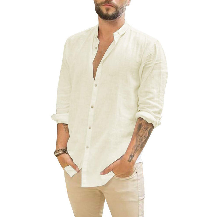 W&W Mode | Kragenloses Leinen Herrenhemd