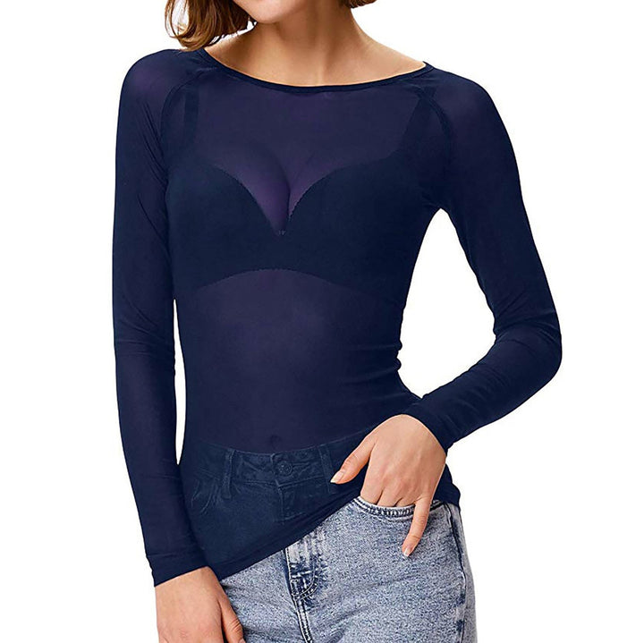 W&W Mode | Transparentes Mesh Top Mit Langen Ärmeln Für Damen