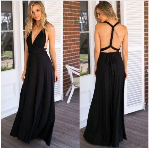 W&W Mode | Elegantes Halter-Maxikleid ohne Rücken für Frauen