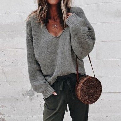 W&W Mode Lose V-Ausschnitt Stricktop Pullover