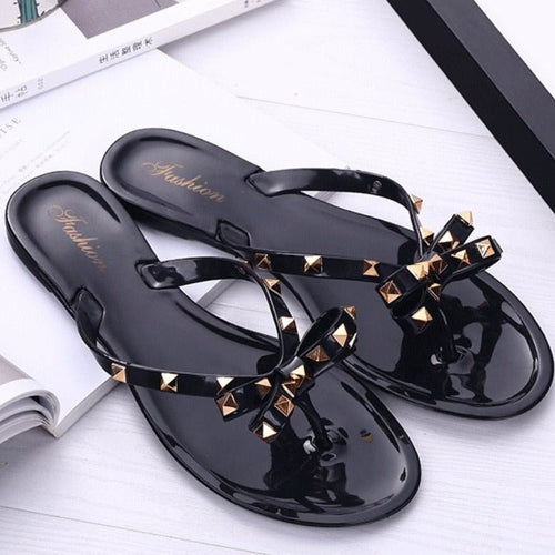 W&W Mode Nieten-Schleifenknoten Flip-Flops Sandalen