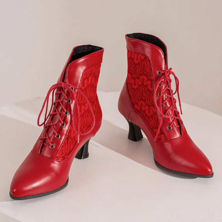 W&W Mode | Damen Stiefeletten Leder Schnürschuhe Moderne Schuhe
