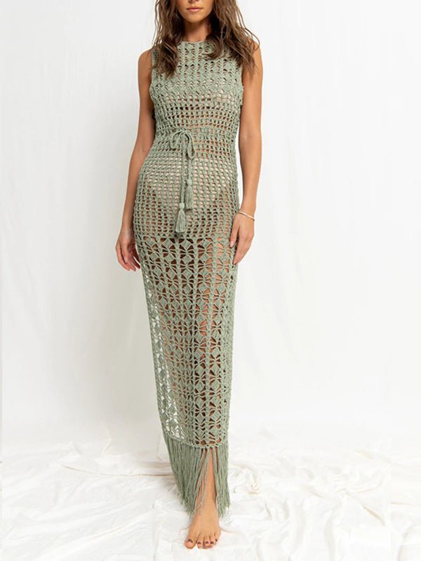 W&W Mode | Damen Bikinioberteil Hohes Spitze Quaste Badeanzug Mantel Strand Lange Kleid