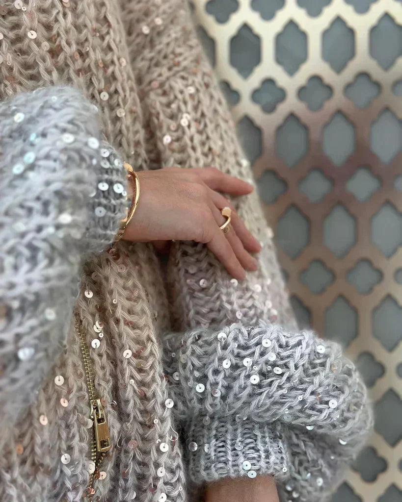 Maeve️ | Der elegante, glitzernde Seiden-Cardigan-Pullover