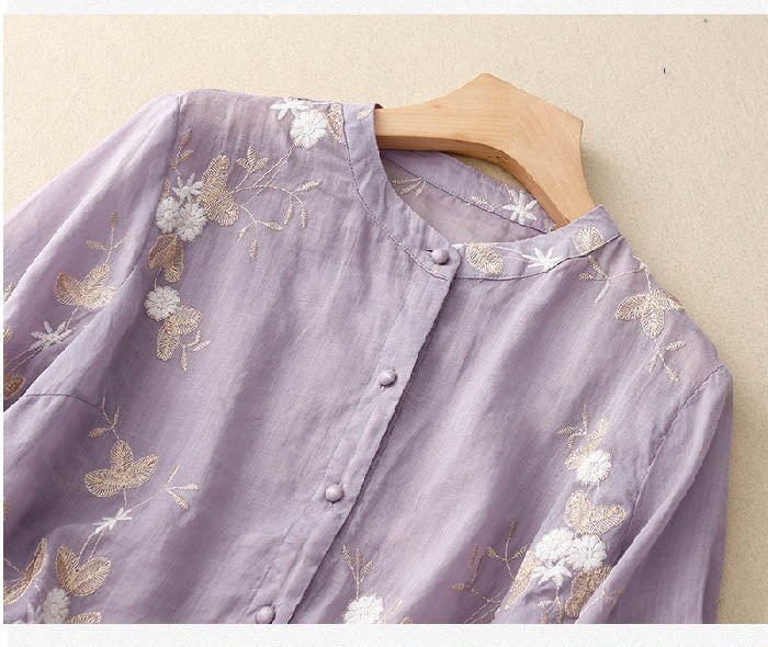 W&W Mode | Bestickte Baumwoll Leinen Bluse